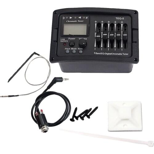 Acoustic Folk Guitar Pickup EQ Equalizer Piezo Tuner 5 Band Active Complete Kit