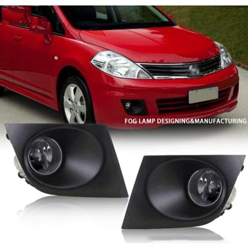 JanDeNing Car Fog Lights For Nissan Versa 2009-On/Tiida 2009-2013 Clear Front Bumper Fog Lamp Replace Assembly kit(one Pair)