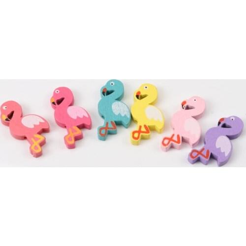 Natural Wooden beads Flamingo Spacer Beads For Jewelry Making 19x36mm 20Pcs DIY 2018 new KL135