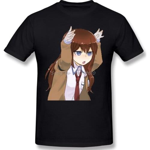 T-Shirt Men Moe Kurisu Cotton Stein Gate ADV Okabe Rintarou Hououin Kyoma T Shirt Funny Anime Men Tee Streetwear Harajuku Tshirt