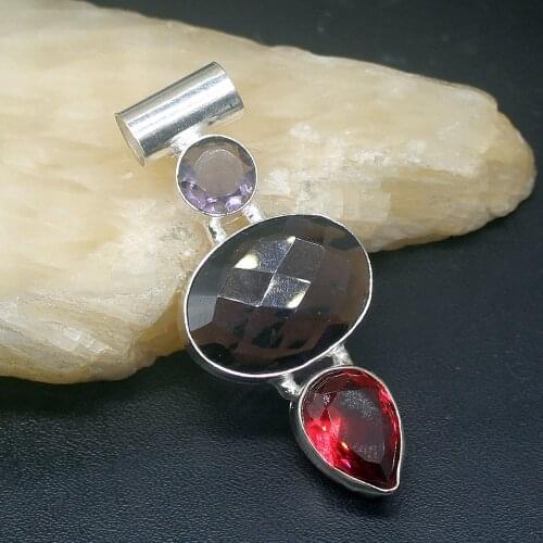 Gemstonefactory Jewelry Big Promotion 925 Silver Purple Amethyst Garnet Fantasy Charm Women Ladies Gifts Necklace Pendant 0583