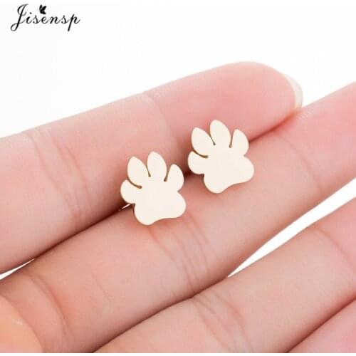 Jisensp 2021 Fashion Cute Paw Earrings Lovely Puppy Footprint Piercing Earrings Statement Jewelry for Women Kids Birthday Gift