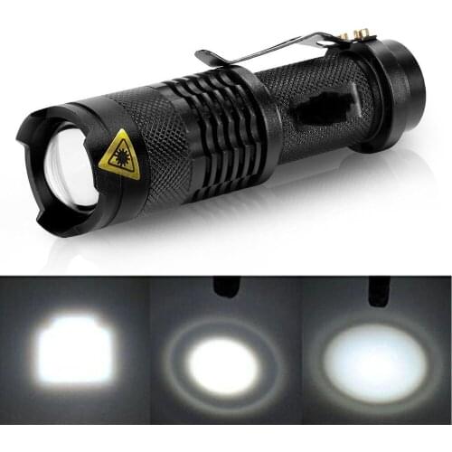 CREE Q5 Led Pocket Flashlight Torches Zoom Powerful 3 Modes USB Rechargeable LED Camping Bicycle Lighting Without 14500 Battery
