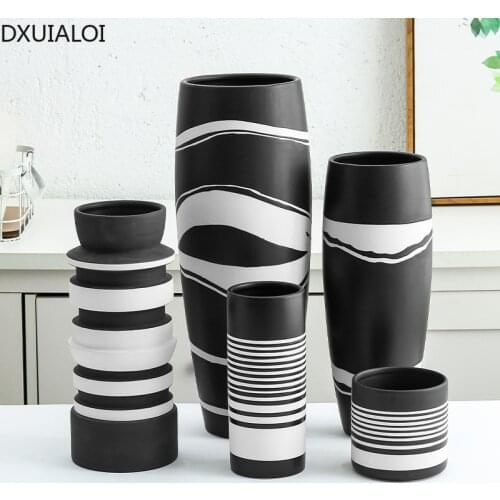 Retro ceramic flower home living room ceramic bottle hotel model room hydroponic vase European-style decorative ornaments