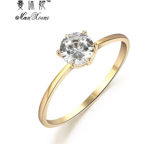 Jiayiqi(Jiayiqi) Simple Design Copper Crystal Rings Romantic Charms Rings Trendy Love Rings Anniversary Gift Jewelry For Women