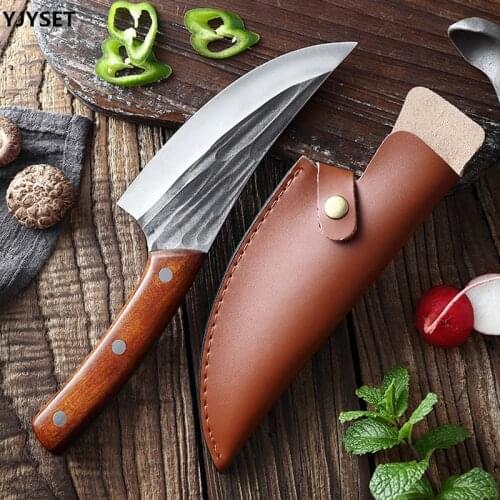 Handmade Forged Boning Knife Pork Beef Lamb Splitting Knife Rosewood Slaughter Hammer Splitting Knife Sharp Peeling Knife Set