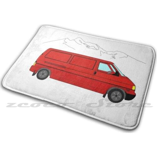 T4 In The Mountains Red Carpet Rug Non-Slip Water Absorb Door Mat T4 Van Van Vanlife Van Life Motorhome Vdub Mountain Adventure