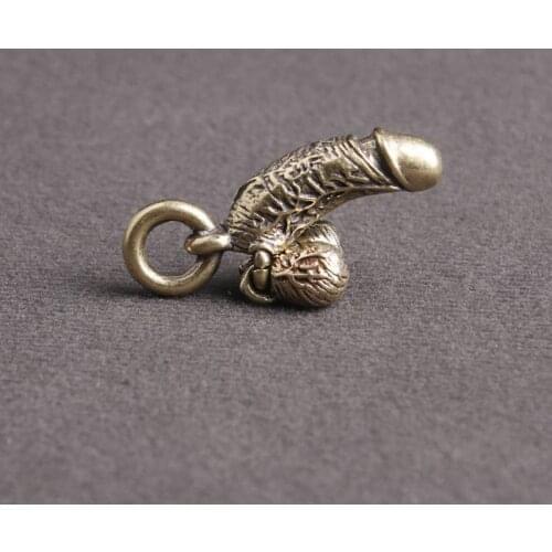 Brass Male Penis Pendant Keychain Fun Creative Personality Pendant Car Keychain