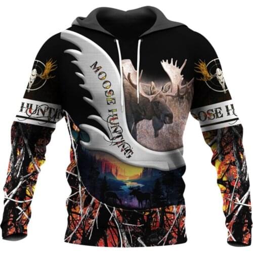 Cool Moose Hunting Men 3D Print Casual Hoodies Harajuku Pullover Unisex Hood Sweatshirt Jacket Hip-Hop Women Autumn Streetwear 5