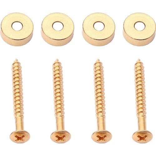 Set of 4 Golden Guitar Neck Joint Bushings with Mounting Screws Bolts