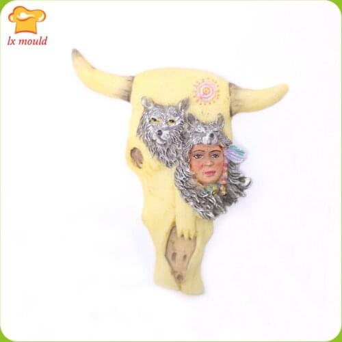 LXYY MOULD New Chief Portrait Silicone Mould Indian Fondant Plaster Polymer Clay Silicone Mold