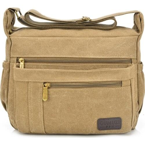 Thick Canvas Casual Crossbody Shoulder Bag Mens Messenger Bags Male Travel Pack For Cell Phone Wallet Camera Tools