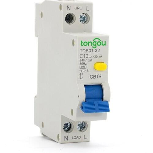 18mm 1P+N 30mA 240V ~50/60Hz RCBO Residual Current Circuit breaker with over current and Leakage protection