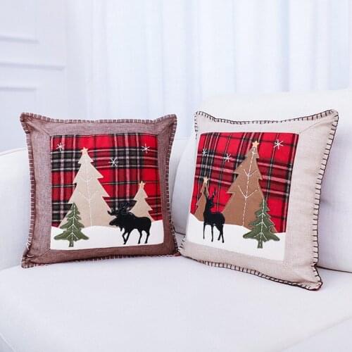 Christmas Cushion Cover Red Decorative Home Decor Sofa Pillow Case Cover Seat Car Throw Pillowcase Christmas Decoration for Home