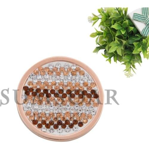 SOMSOAR Jewelry Aztec brown and Cream Crystal Disc Coin for My Coin Holder Frame Pendant 10pcs/lot