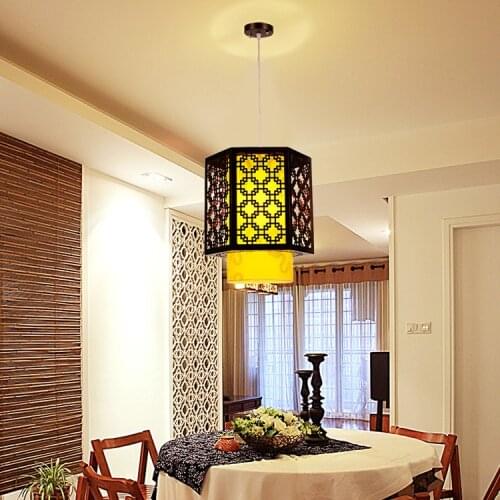 Modern Chinese Pendant Lights solid wood carving living room restaurant sheepskin lamp Vintage Retro Pendant Lamps ZZP