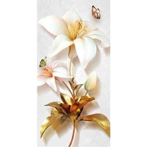 Vestibule Lily Butterfly Diamond Painting Round Full Drill Nouveaute DIY Mosaic Embroidery 5D Cross Stitch Home Decor Gifts