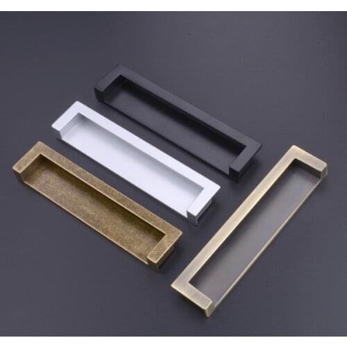 Embedded Handle Drawer Concealed Handle Embedded Sliding Door Black Cabinet Wardrobe Door Buckle Invisible Simple Dresser Knobs