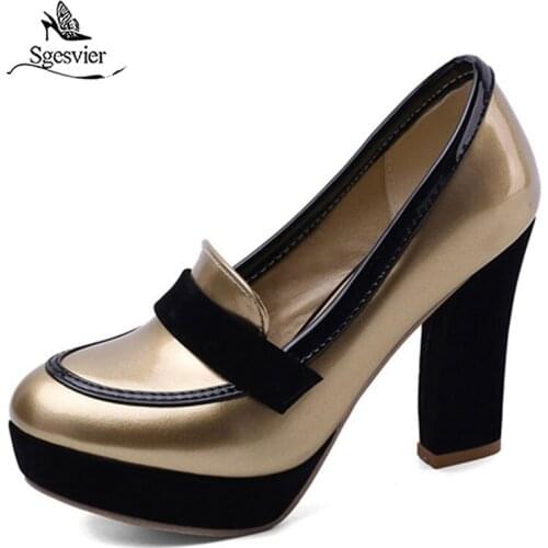 Sgesvier 2020 newest women pumps mixed colors round toe single shoes spring summer high heel platform shoes ladies big size 48