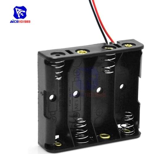 Diymore 1 Piece Plastic Battery Holder Case Storage Box Holder with Wire Leads for 4 x AA Batteries