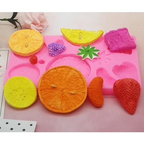 10 fruit with lemon slices strawberry sugar cake molds orange meat chocolate silicone molds P1126