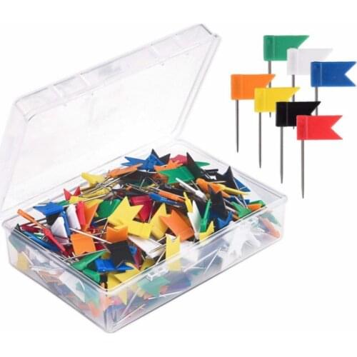 100Pc Flag Push Pins Marker Long Needle Thumbtack for Office School Wall Photo World Map Pin Board Marking Notice Cork Needle