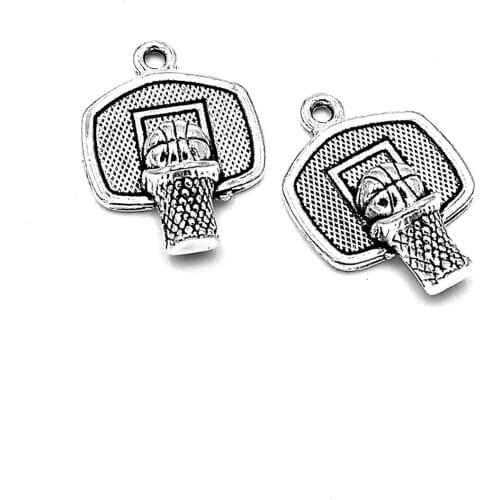 30pcs Basketball basket charms pendant 20x15mm antique silver ornament accessories jewelry making craft base material