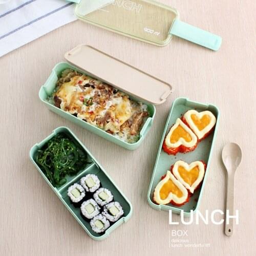 900ml 3 Layer Eco Wheat Lunch Box Student Kids Lovely Bento Box Microwave Cute Lunch Box