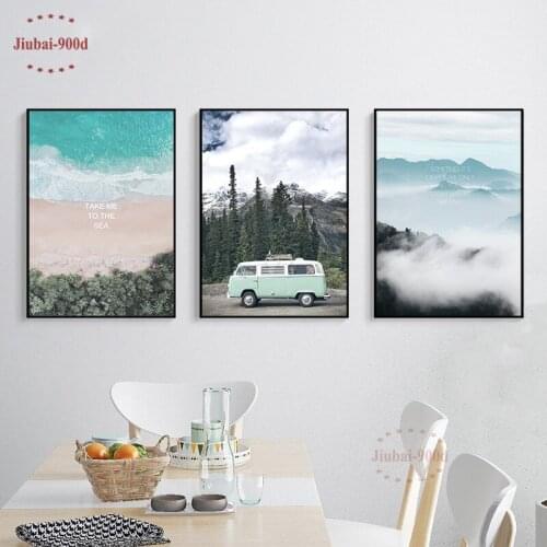 900D Nordic Seascape Forest Canvas Painting Wall Pictures For Living Room Landscape Pictures Posters And Prints Wall Art SAN109
