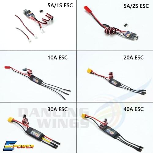 AEORC E-Power ESC Motor Speed Controller1S5A 2S5A 10A 20A 30A 40A Brushless ESC for RC Airplane with UBEC for RC FPV Quadcopter