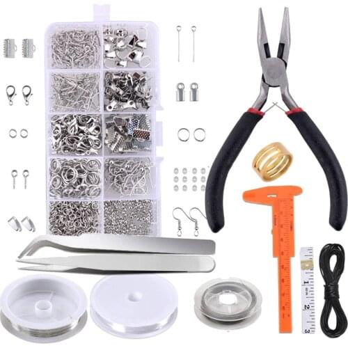 Alloy Accessories Jewelry Findings Set Mixed Styles Tools Clip Buckle Lobster Clasp Open Jump Rings Earring Hook Supplies Kit