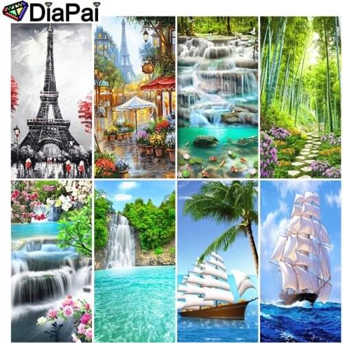 DIAPAI 5D DIY Diamond Painting Full Square/Round Drill "Beautiful scenery of the tower" 3D Embroidery Cross Stitch 5D Decor Gift