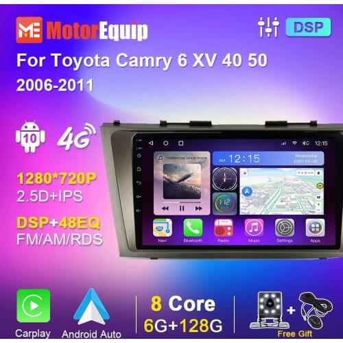 Android Auto Radio with frame For Toyota Camry 6 XV 40 50 2006-2011 Autoradio 2din Carplay Car Multimedia Player GPS Navigation