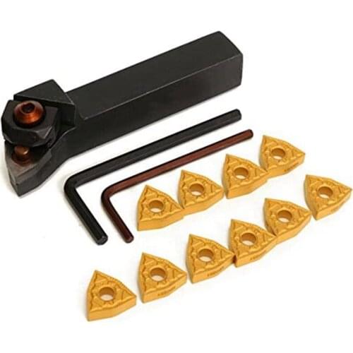 WWLNR1616H08 16X100 mm Lathe Turning Tool Holder with 10Pcs WNMG0804 Inserts