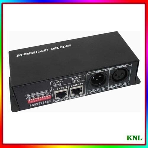 DC12-24V Led DMX512 decoder, Led DMX signal input SPI signal output controller with SD card for let strip lights