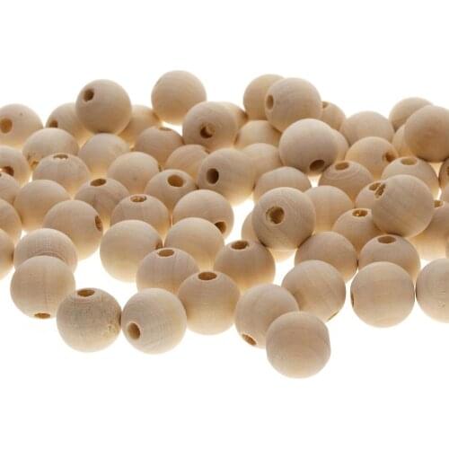 DIY 10-100PCS Natural Ball Round Spacer Wooden Beads Eco-Friendly Natural Color Wood Beads Lead-Free Wooden Balls