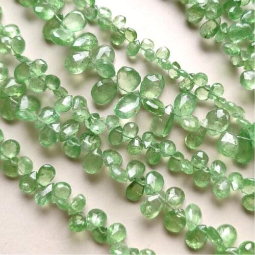 LOOSE BEADS green tsavorite pear faceted 6-7mm wholesale 15cm for DIY jewelry necklace