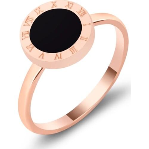 Round Black Ring For Couple Jewelry Roman Numerals Lover Ring Titanium Steel Rose Gold Color Ring Love Finger Ring
