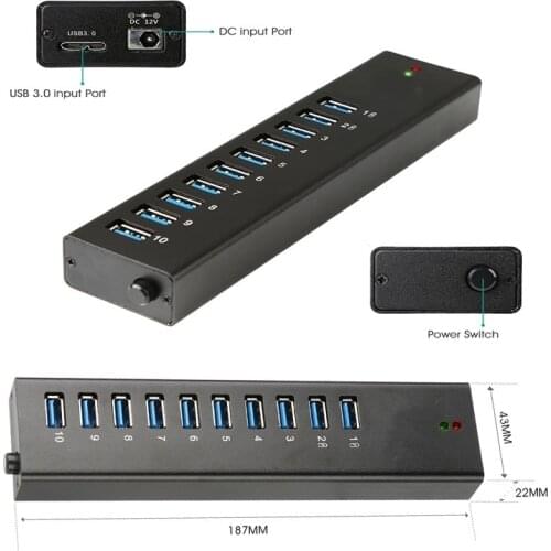 Ladagogo 10-Port USB 3.0 Mountable Charging and SuperSpeed Data Hub for computer accessories pendrive USB stick