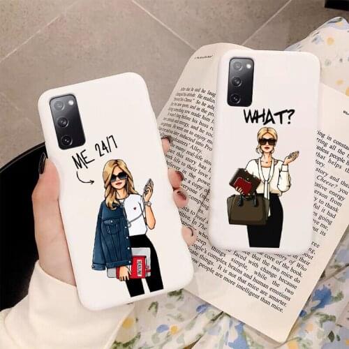 Fashion Boss Work Hard Girl Matte White TPU Soft Silicone Phone Case For Samsung S21 S21Ultra S21PLUS cover