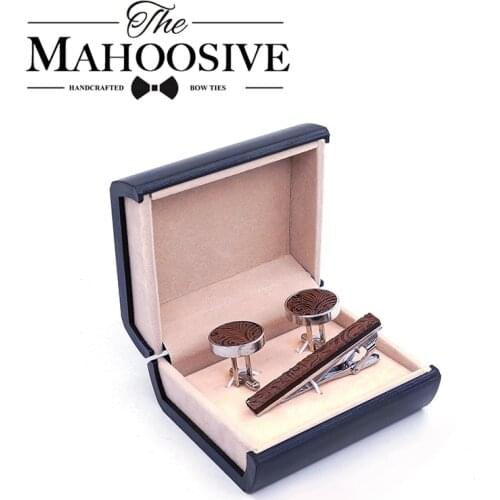 2019 CUFFLINKS TIE CLIPS SET Men Vintage Wood Gift Alloy Copper Metal TIE Bar Groom Wedding Business Wooden Neck Tie Clips Pin