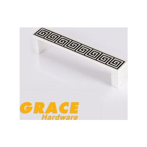 New Modern Silver Black Hand Carved Line Cabinet Drawer Wardrobe Door Handle Furniture Knobs (C.C.:96mm,Length:102mm)