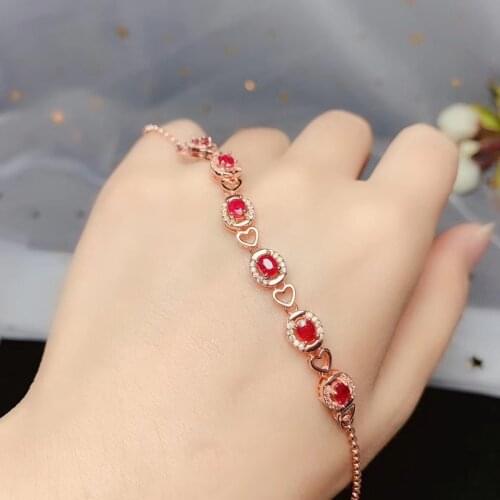 Charming red ruby bracelet for women with silver jewelry party anniversary gift style hot selling present natural gem