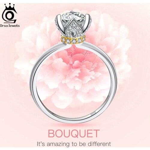 ORSA JEWELS Original Design 925 Sterling Silver Ring Wedding Engagement Propose Marriage Ring Anniversary Gift for Woman SR243