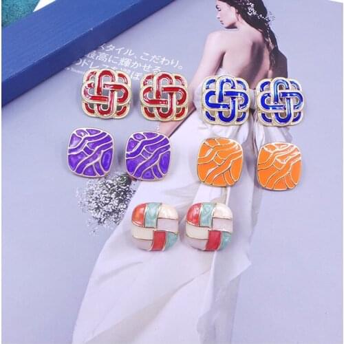 Personalized retro pin Earrings court Enamel Earrings Fashion exaggerated Earrings medieval Earrings