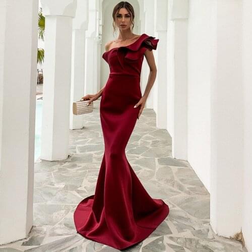 Prom Dresses Space Cotton Long Mermaid Dresses One Shoulder Wedding Party Dresses Evening Guest Dresses Dance Queen Dresses