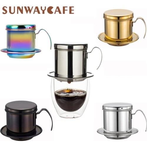 1set Portable Stainless Steel Coffee Drip Filter Coffee Maker Infuser Vietnam Style Coffee Mug Cup Strainer Coffee Tools
