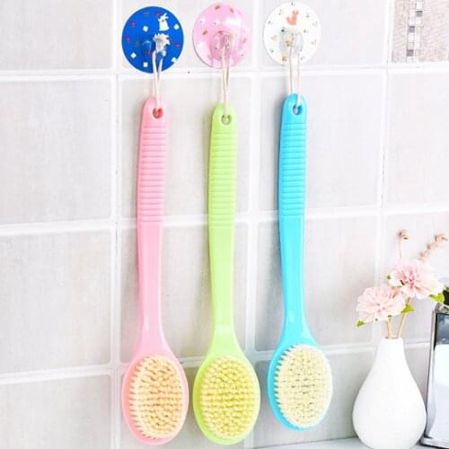 1pcs 3Colors Bath Brush Long Handle Scrub Skin Massage Shower Feet Rubbing Brush For Back Exfoliation Brushes Body