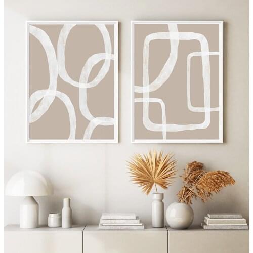 Trendy Abstract Brush Beige Background Wall Art Canvas Painting Posters And Prints Picture for Living Room Corridor Home Decor