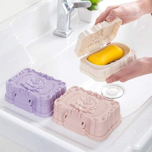 Waterproof soap box with cover drain rose soap box creative large travel soap holder soap rack t